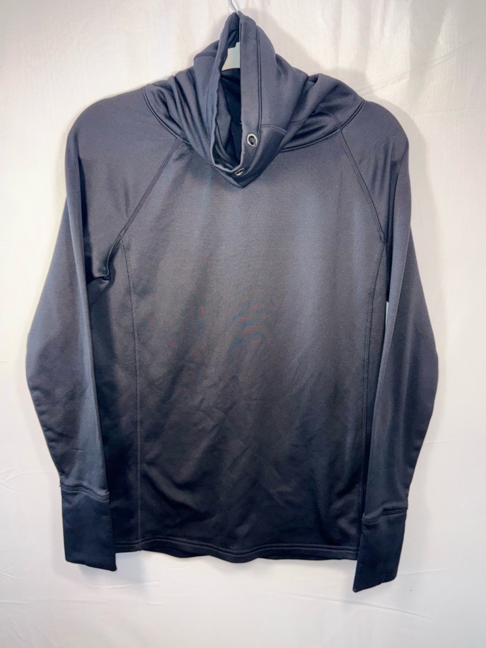 Athleta Women Black Hooded Cowl Neck Performance Activewear Pullover Size Small